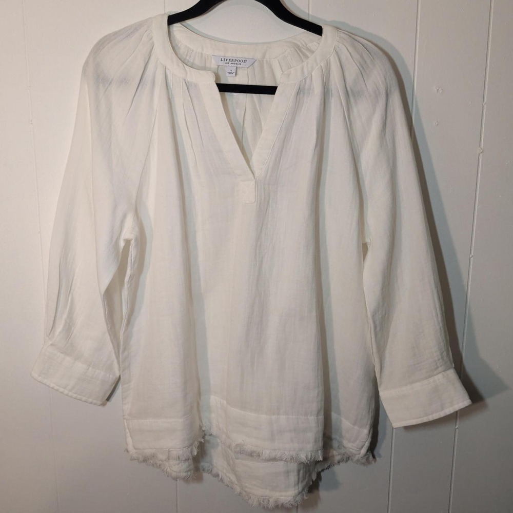 Womens Liverpool White Cotton Blouse S Like New